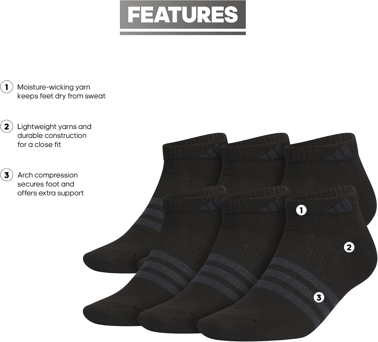 adidas mens Men's Superlite 3.0 6-pack Low Cut - Image 4