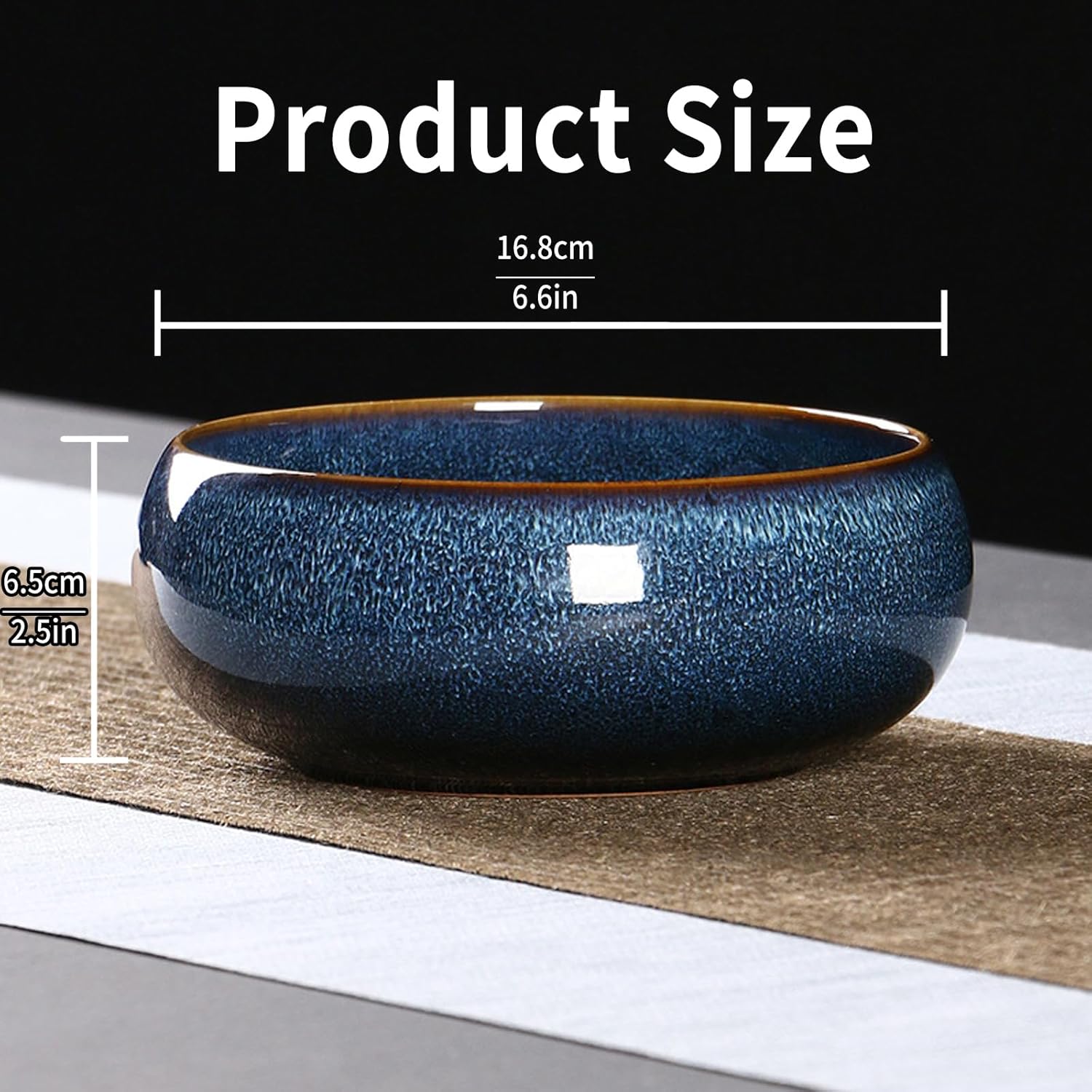 Lotus Flower Bowl Planter 6.6" Round Pot– Ceramic Shallow Succulent & Water Lotus Pot – Wide Low Ceramic Bowl for Bonsai Indoor Decor
