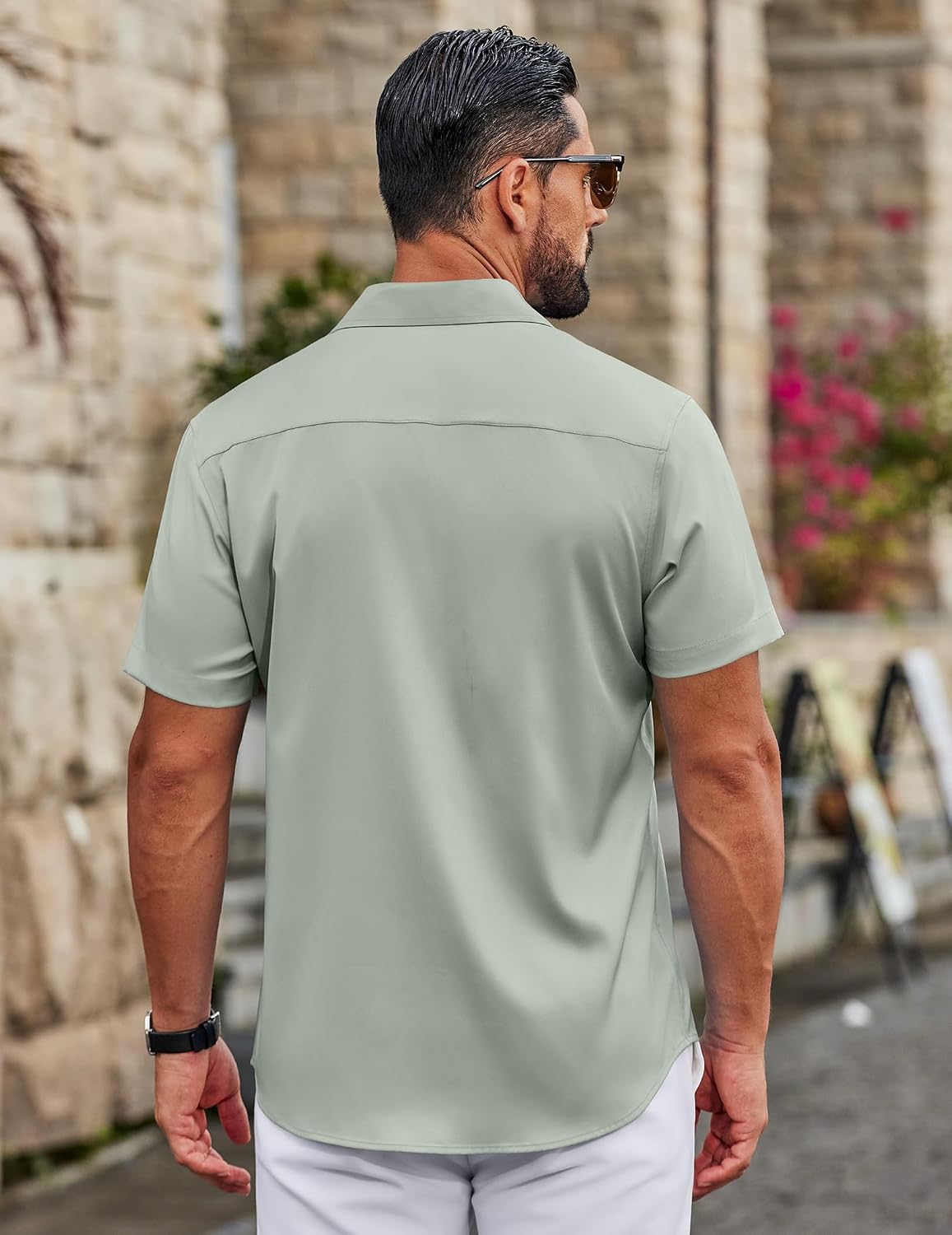 COOFANDY Mens Button Down Shirts Short Sleeve Untucked Dress Shirt Wrinkle Free Stretch Casual Summer Shirts