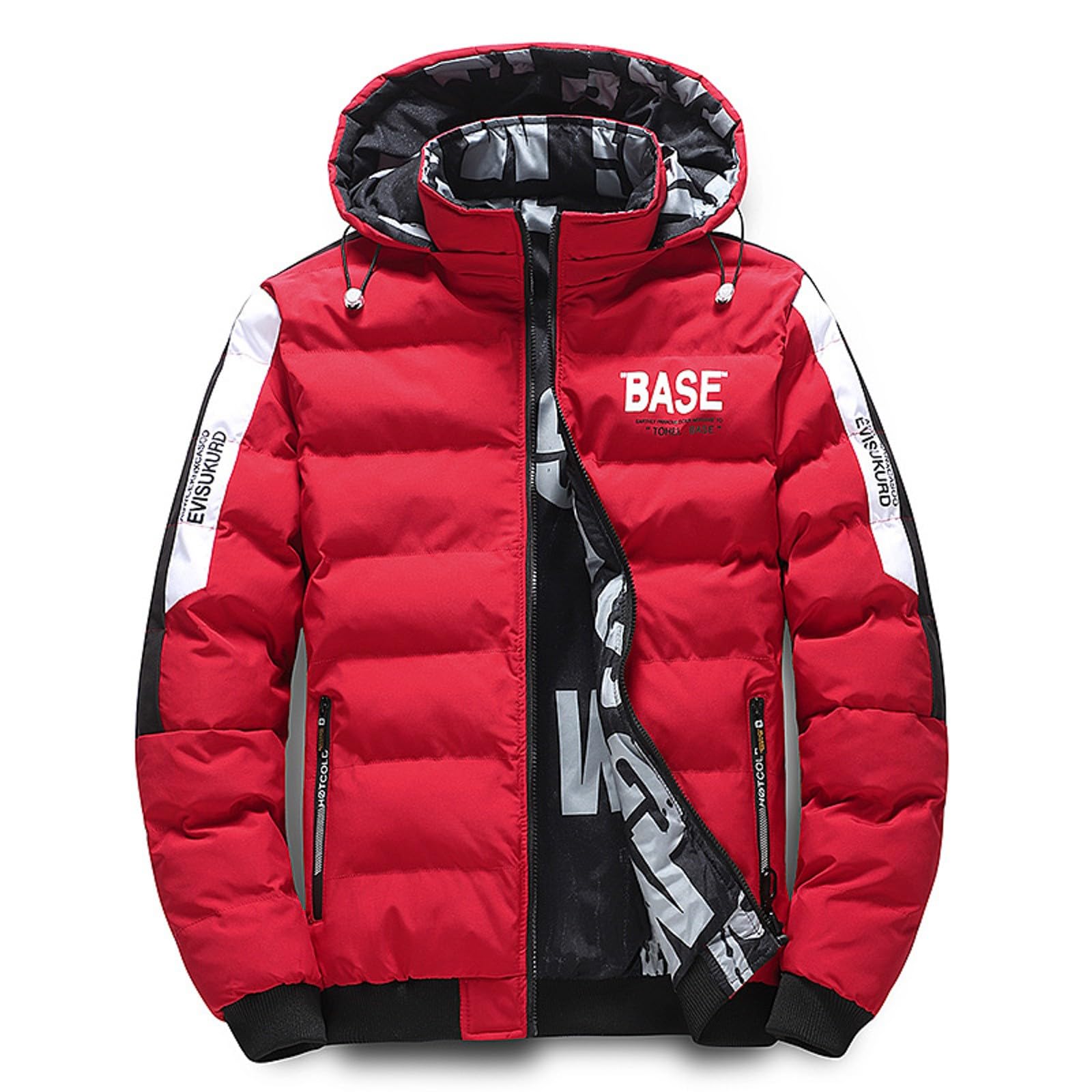 Generisch Outdoor Winter Wendbarer Herrenmantel Verdickte Jacke Abnehmbare Freizeitmantel (Red, XXXXL)