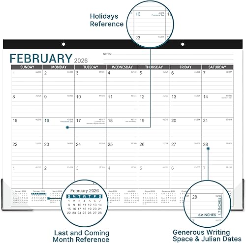 Miniatura 4 de Calendario de escritorio 2026, calendario de escritorio 2026, calendario de escritorio de 17 x 12 pulgadas, enero de 2026 a diciembre de 2026,