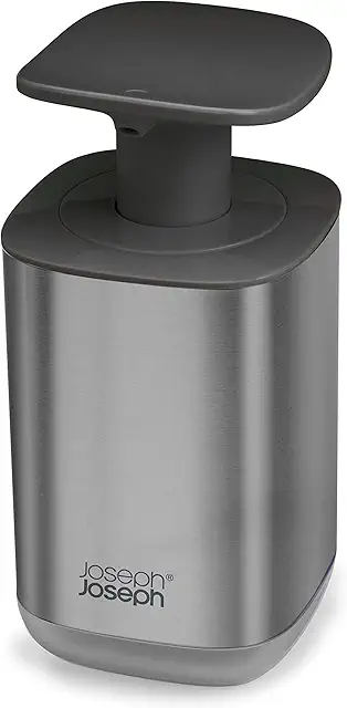 Joseph Joseph Hygienic Easy-Push Soap Dispenser with Wide Pump, Stainless Steel