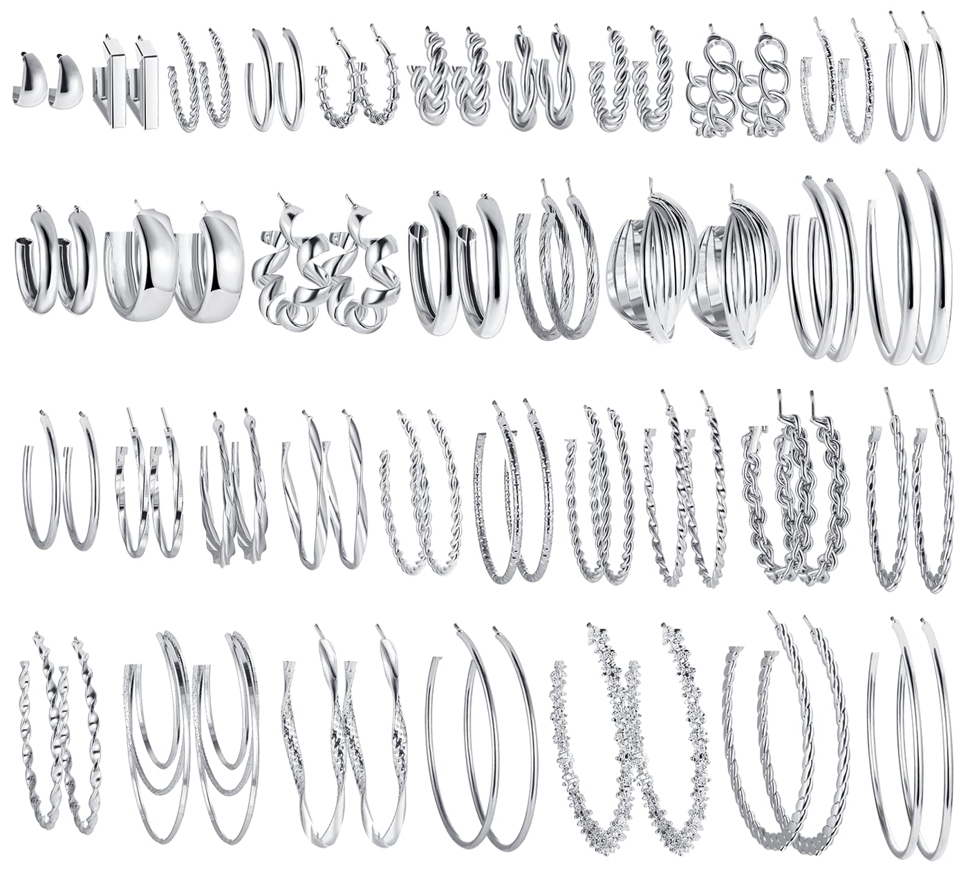 seAer36 Pairs Gold Hoop Earrings for Women, Chunky Gold Hoop Earrings Multipack,Hypoallergenic Big and Small Gold Earrings Set for Birthday Party Jewelry Gift