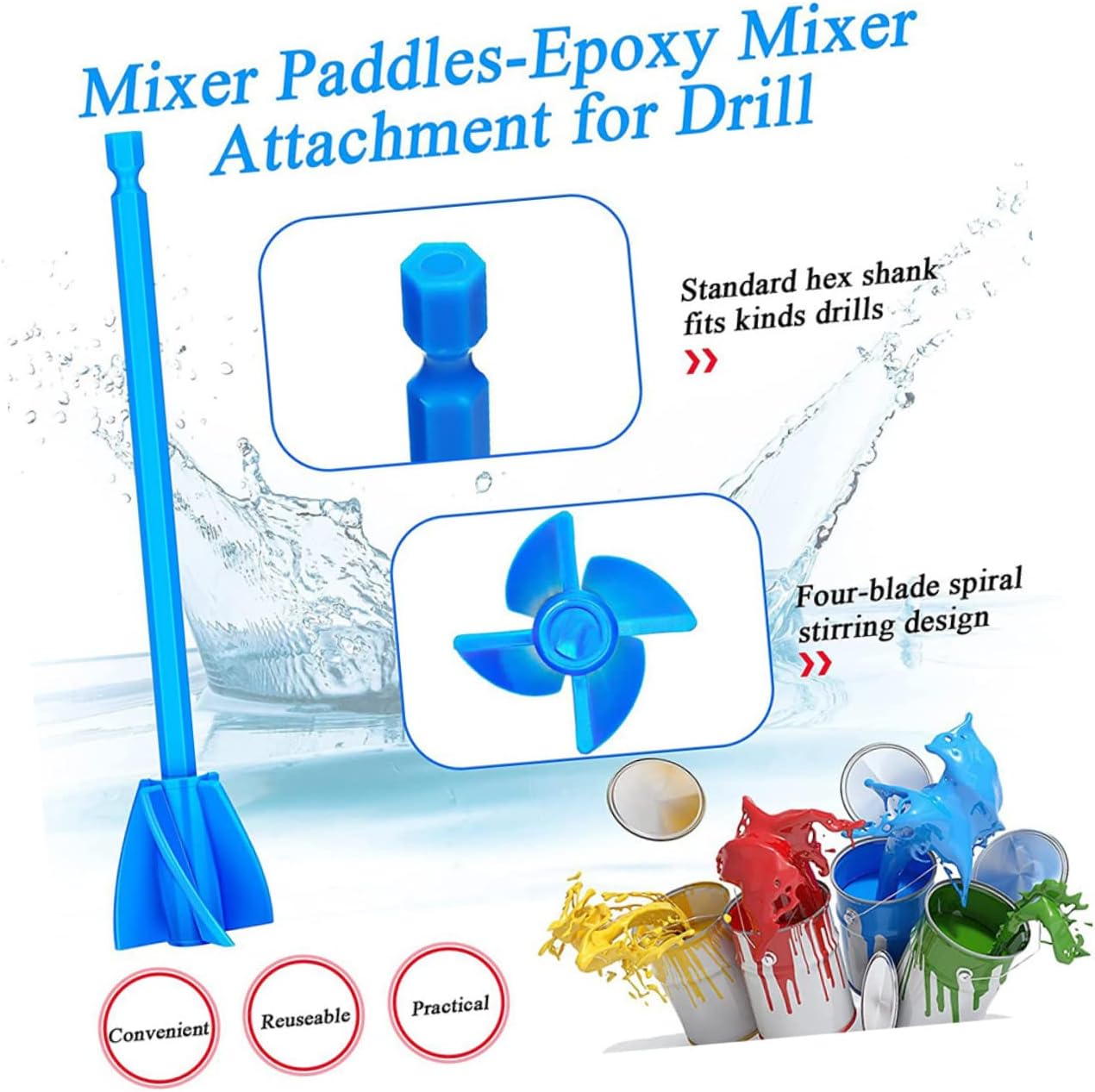 BESTonZON 12pcs Paint Stirrer Drill Mixer Attachment Epoxy Resin Mixing Paddle for Small Drill Accessories Attachments