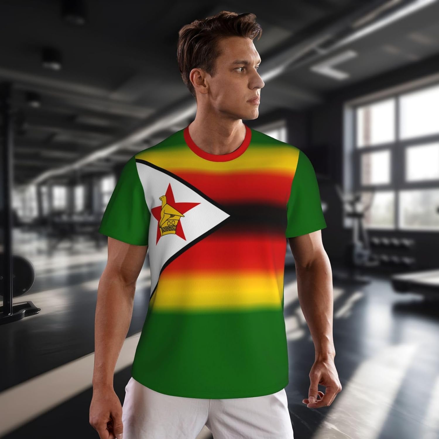 Zimbabwe Flag T-Shirt Jerseys for Running Soccer Fans Tennis Fitness Sports Gradual Color Shirts