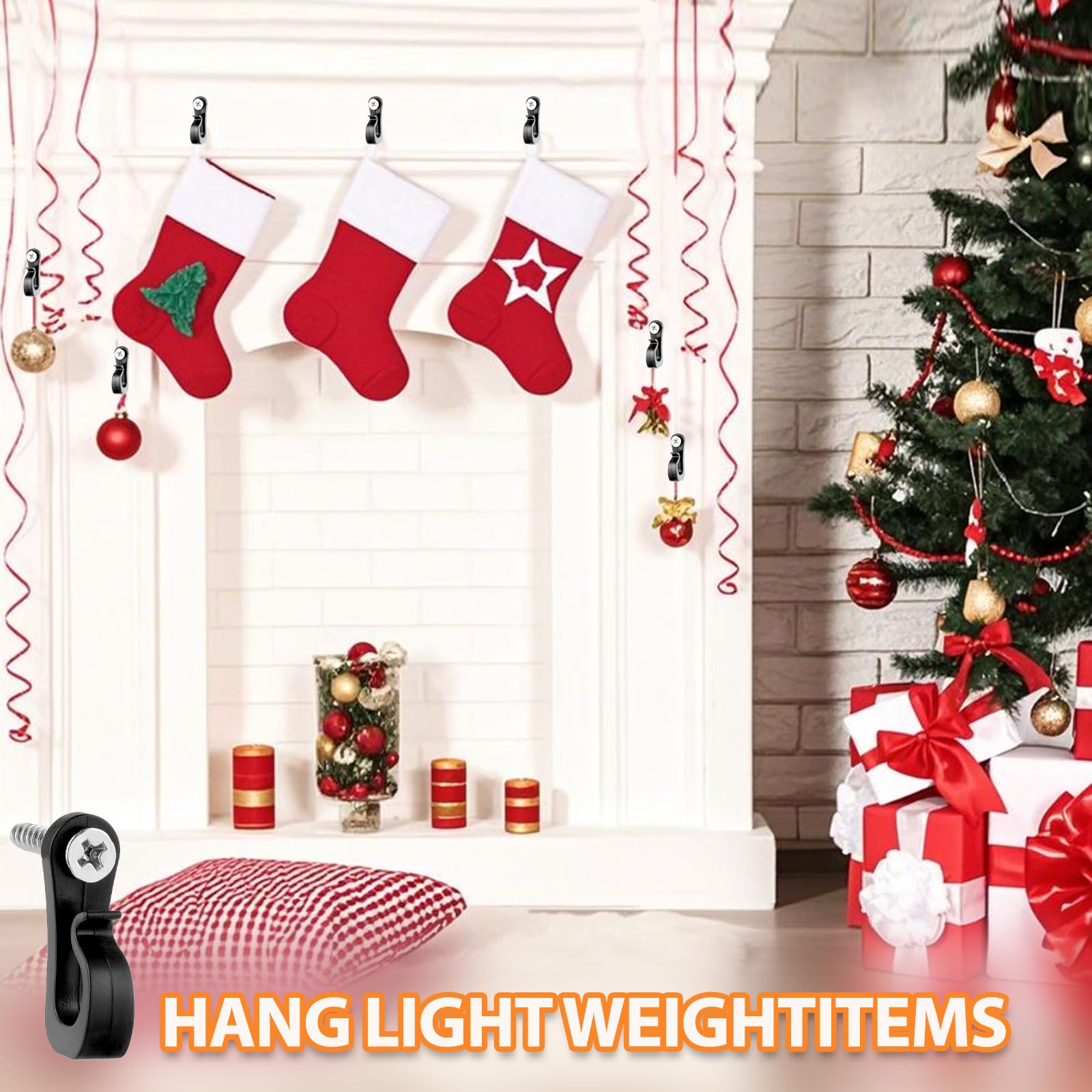 BNPHSIN 50 Pack Screw-in Hooks for Outdoor String Lights Clips Q-Hanger Hooks Heavy Duty Cable Clip Hook for Hanging String Lights Plants Indoor and Garage New Year Party - Image 4