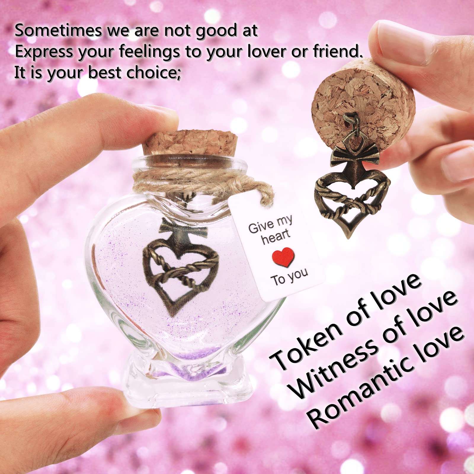 Bottiglia decorativa con scritta in inglese "Give My Heart to You", regalo di San Valentino per fidanzata, romantico compleanno per fidanzato o anniversario, regalo per moglie o marito