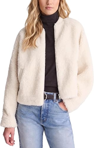 Sherpa Jacket Women Fleece Bomber Zip Up Winter Coat