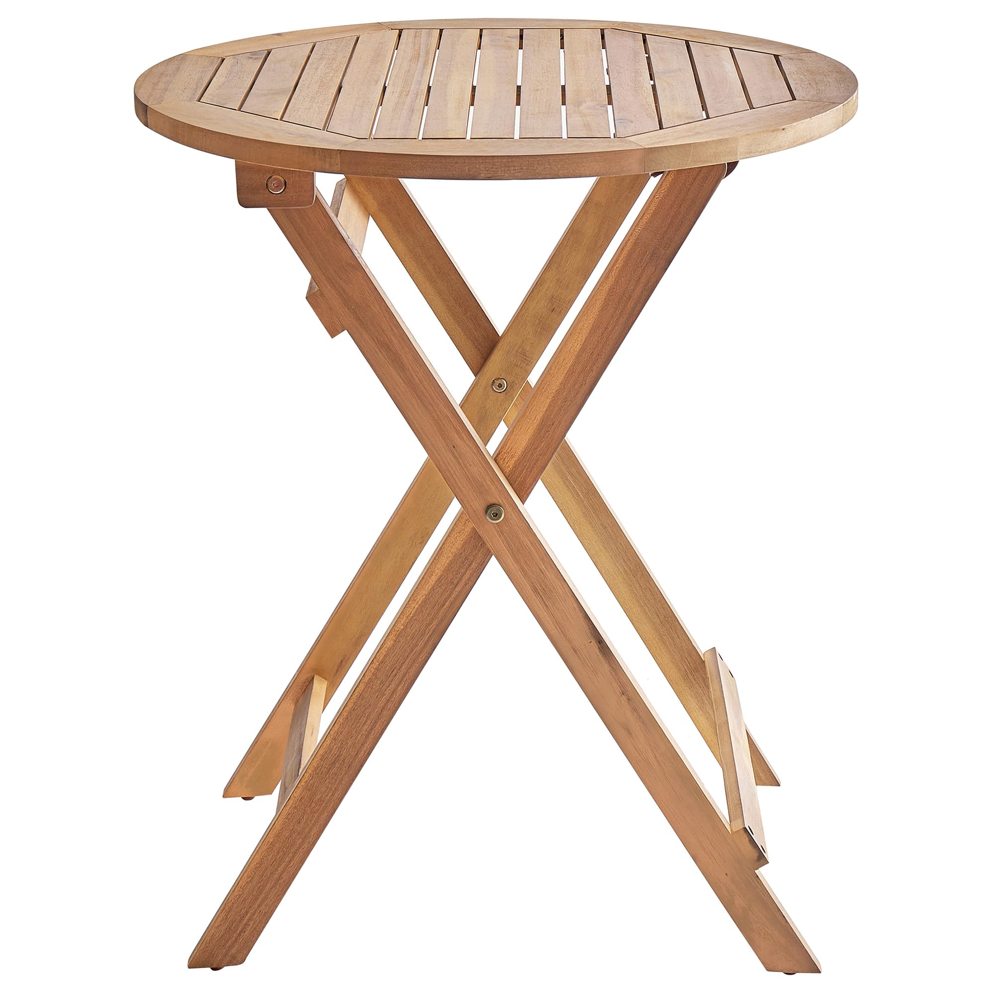 Beliani Gartentisch Akazienholz braun klappbar klein rund ø 60 cm Prossedi