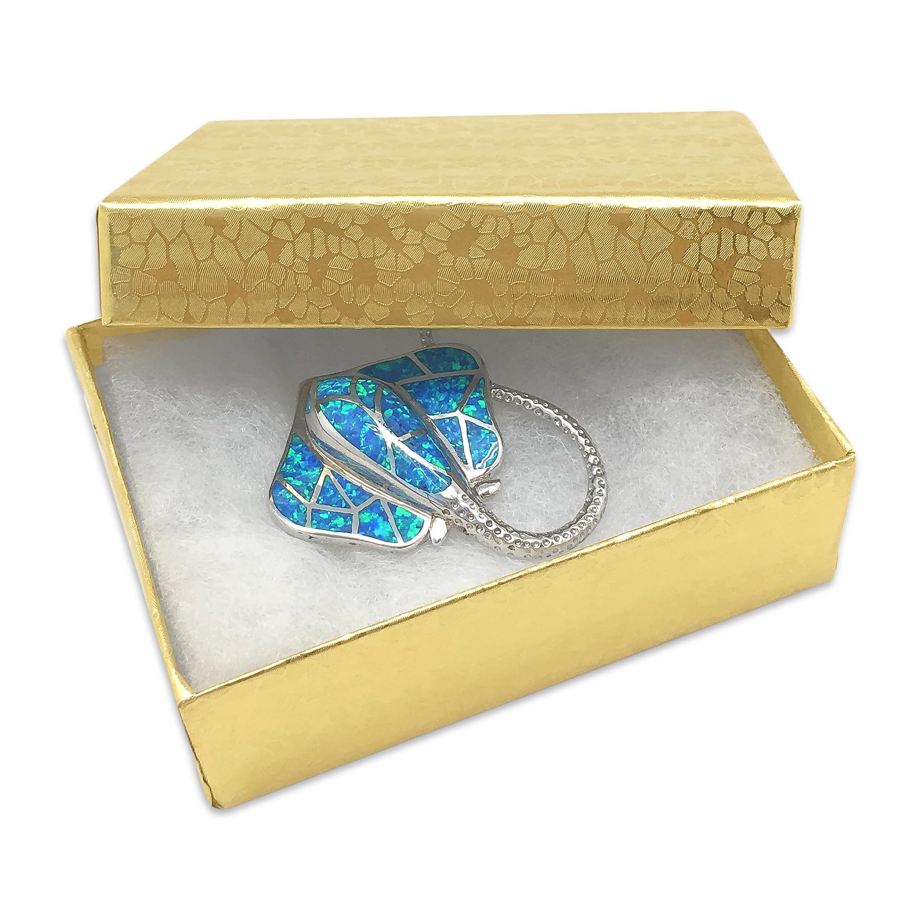 TheDisplayGuys - 25-Pack #32 Cotton Filled Cardboard Paper Jewelry Boxes Gift Case - Gold Foil (3.3" x 2.3" x 1.0") - for Shipping or Storage