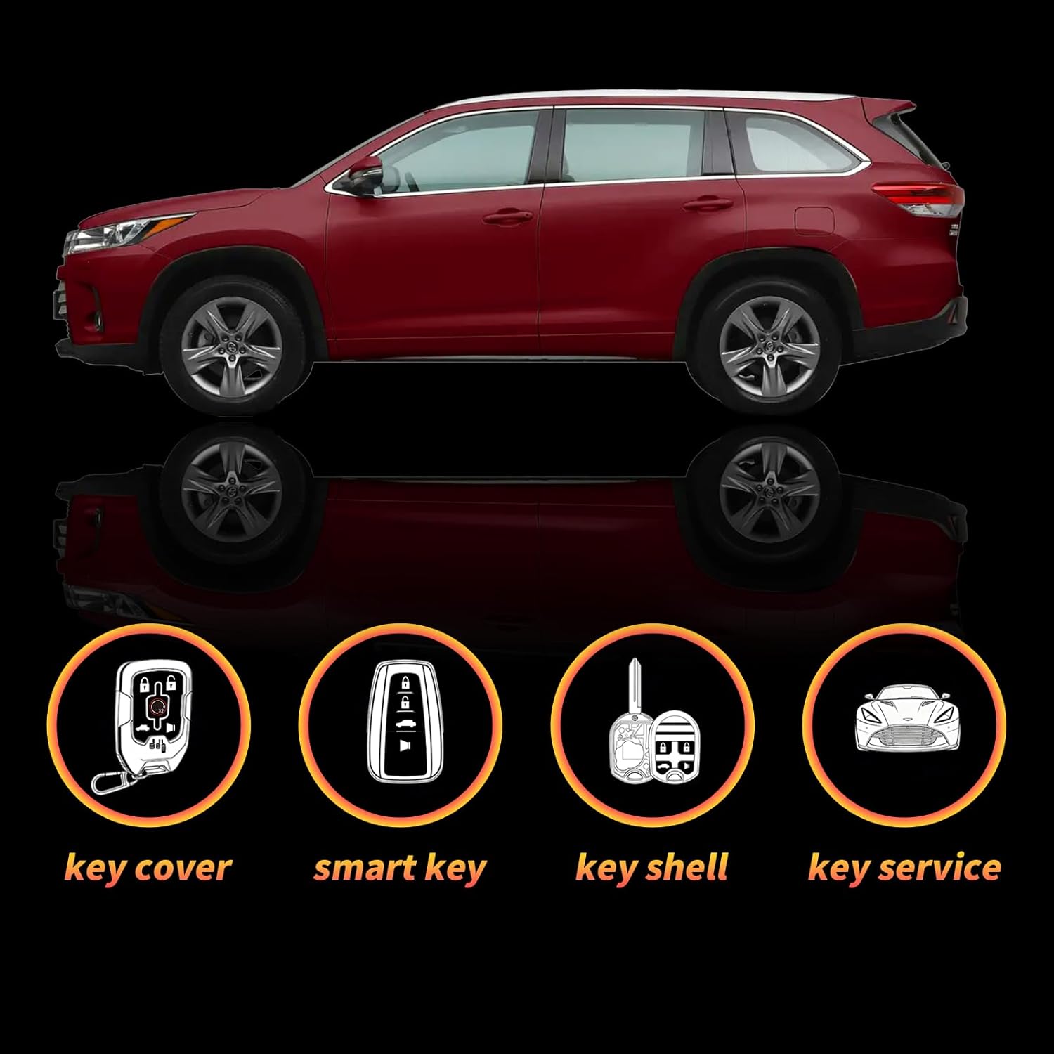 ABUDU fit for 2014-2019Toyota Highlander Smart Key Remote Key Fob 315MHz 8A Chip 3+1 Buttons with Panic Alarm SUV FCC ID: HYQ14FBA