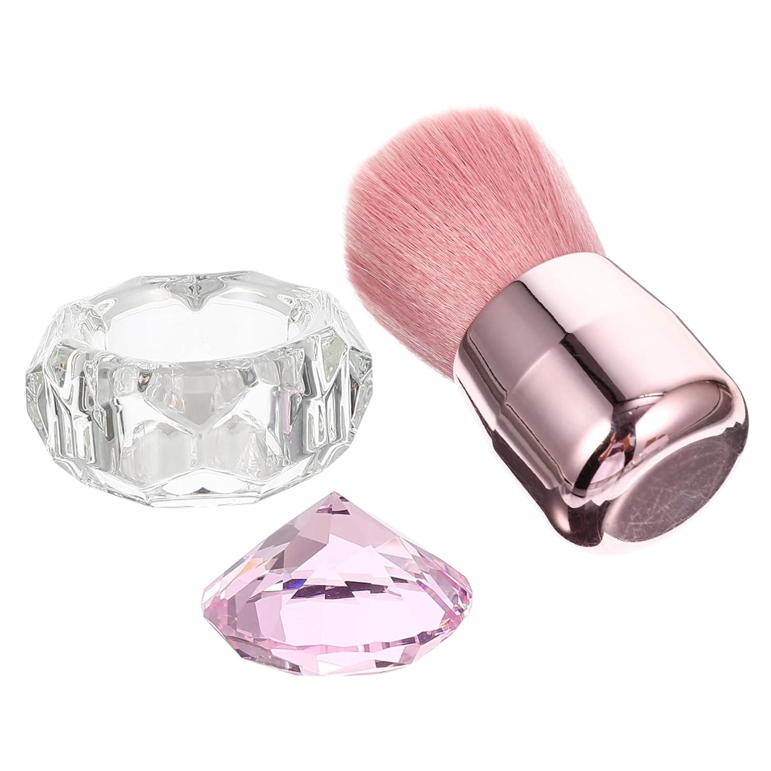 1set Crystal Cup Nail Art Tool Manicure Powder Cup Dust Brush for Nail Cleaning and Mixing for Salon and Home Use