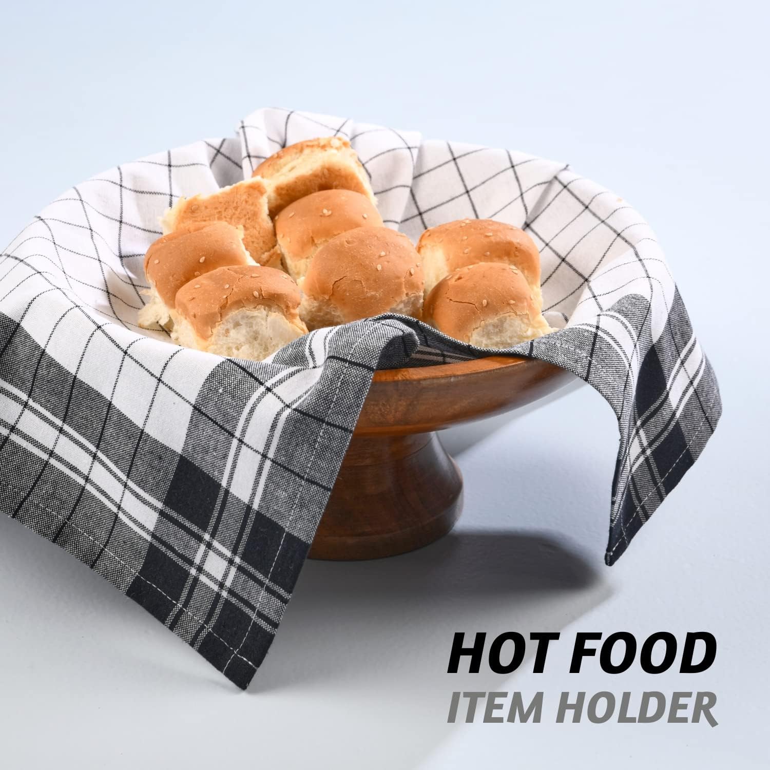 Folkulture Kitchen Towels with Hanging Loop, Set of 8-100% Cotton Dish Towels, Decorative Tea Towels or Hand Towels for Farmhouse, Absorbent Dishcloths, 28" x 20" (Heritage Black)