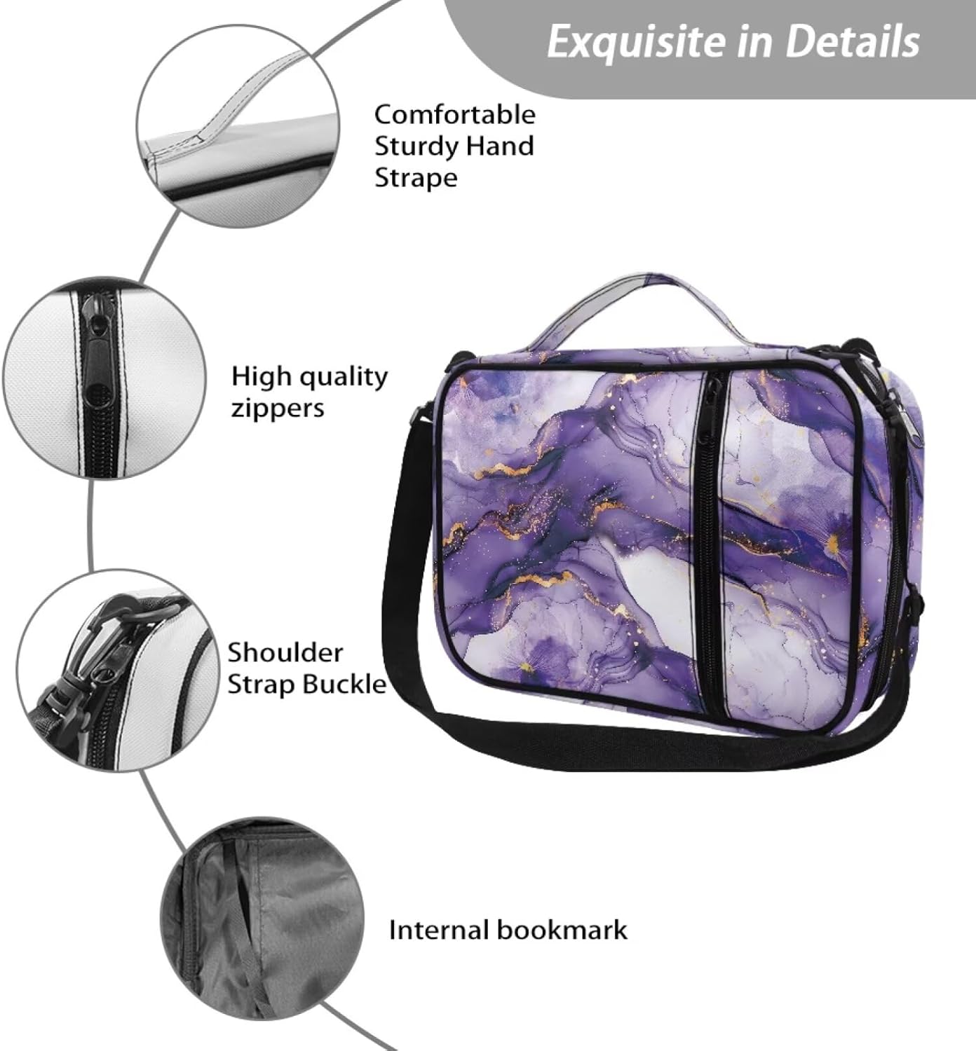 Bible Cover for Women, Bible Holder, Bible Cover Carrier Carrying Organizer Bag,Zipper and Pockets for Standard Large Size Bible Marble Grain