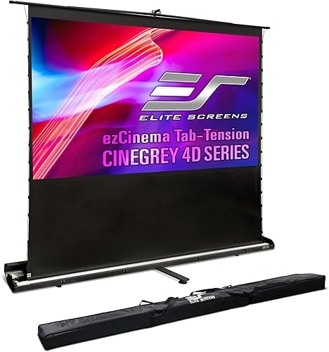 Elite Screens ezCinema Tab-Tension CineGrey 4D, 116 pulgadas 169, rechazo manual de luz ambiental ISF para techo, pantalla de proyector portátil de