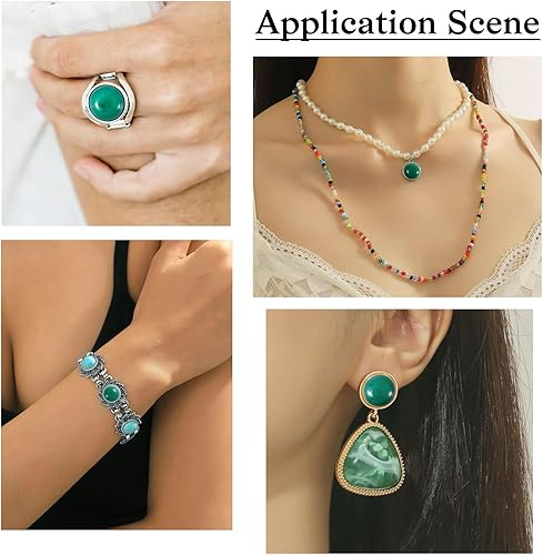 Miniatura 4 de Crafans 50 cabujones de piedras preciosas semicirculares de 0.315 pulgadas (0.315 in) de jade blanco natural, con parte trasera plana, cúpulas sin