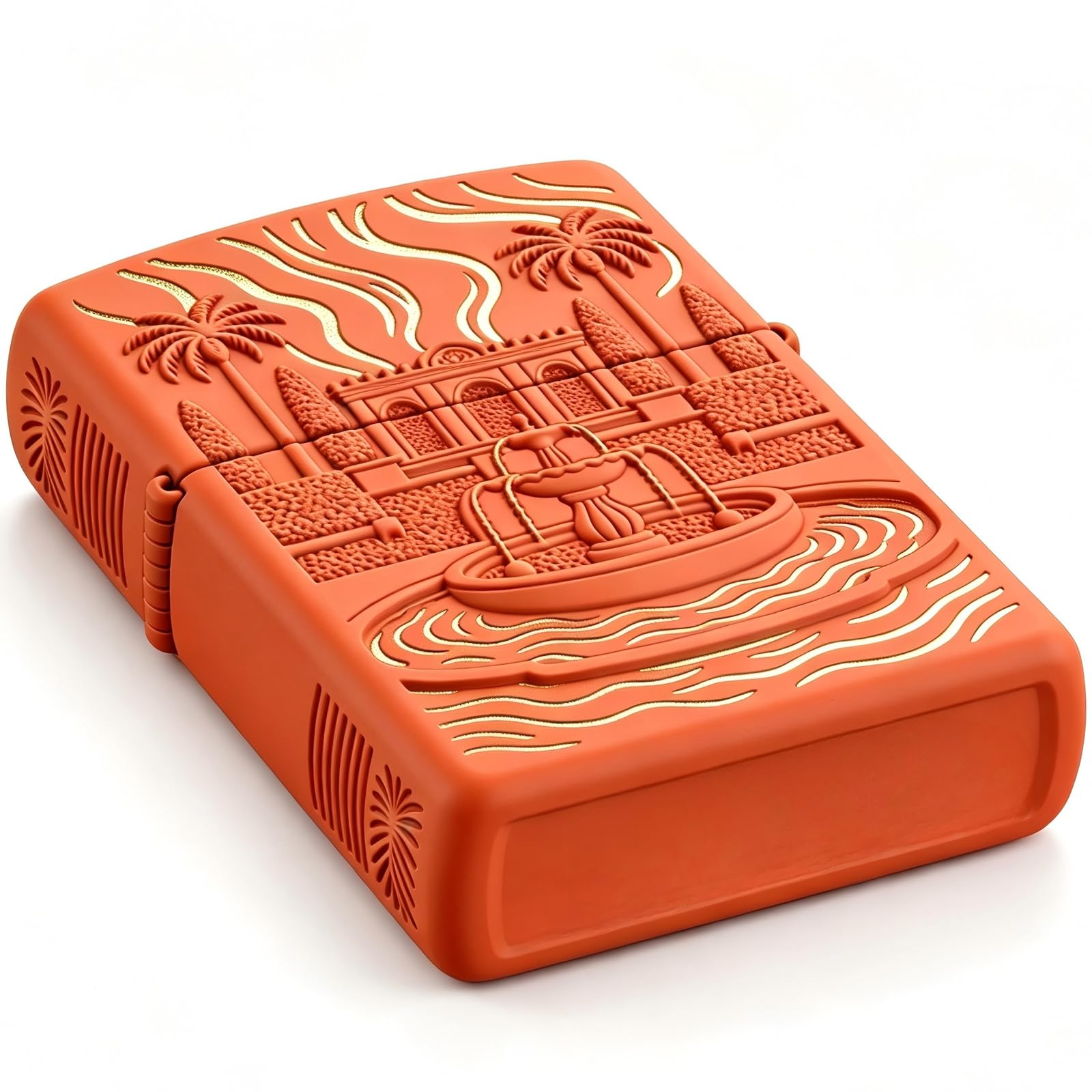 Reusable Fountain Palace Carved Kerosene Lighter Vintage Wheel Grinding Flip Top Lighter for Outdoor Camping (A)