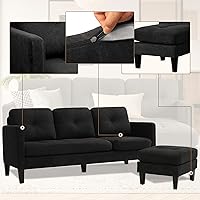Vista 4 de LEISU Sofá modular convertible, sofá en forma de L, moderno juego de sofá con diván reversible para sala de estar pequeña y apartamento (negro mate)