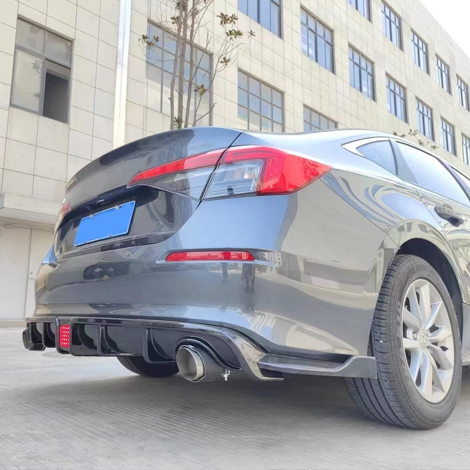 Rear Lip Compatibility with 2022-2023 Civic 11th Gen Rear Diffuser Rear Bumper Chin Lip Spoiler Splitter Gloss Black