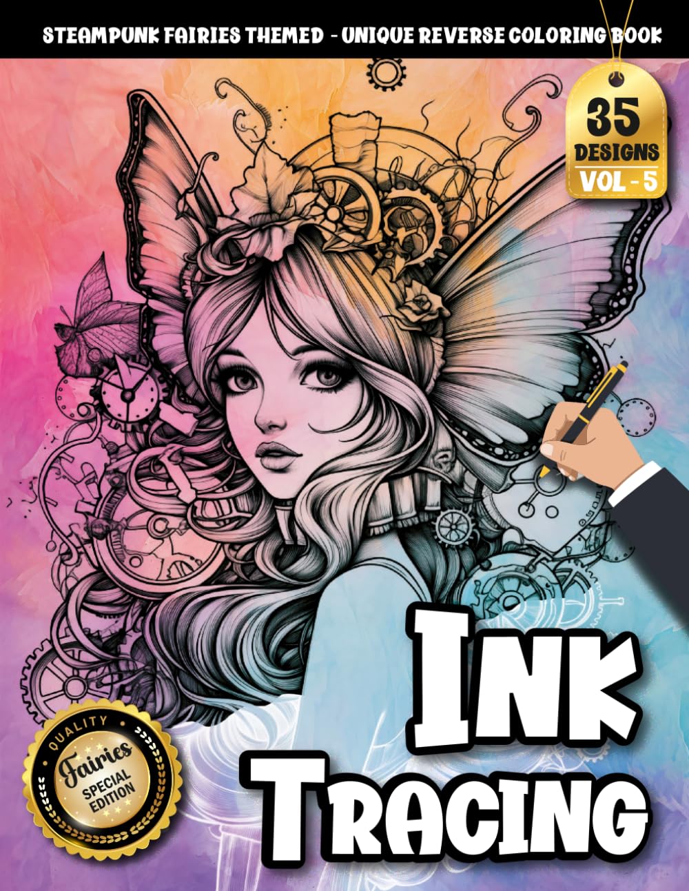 Ink Tracing Book: Steampunk Fairies for Peaceful Creativity and Focused Drawing: Reverse tracing coloring book for anxiety relief | Discover relaxing ... patterns (Steampunk Fairies Tracing Series)