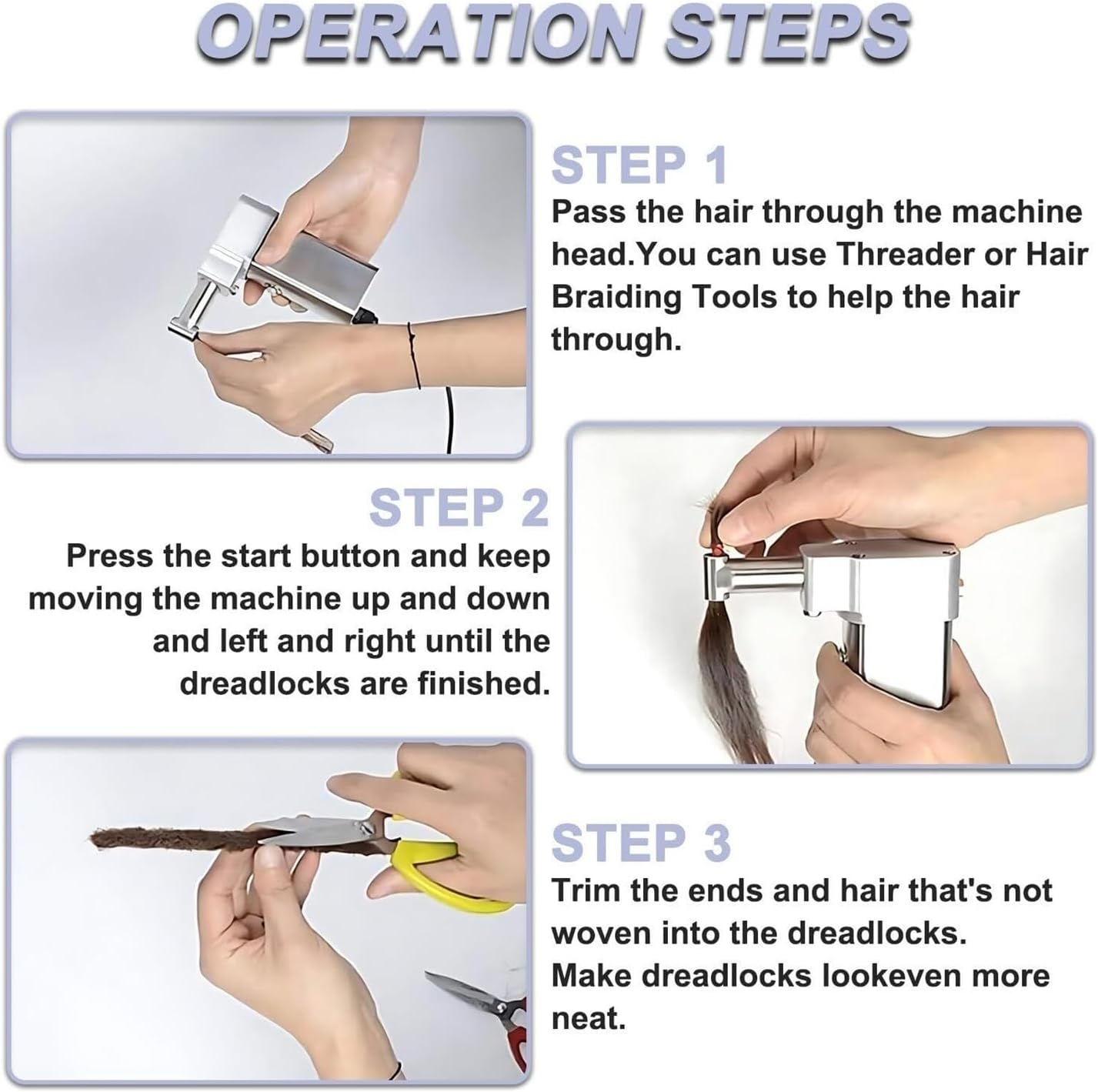 Electric Dreadlocks Maker Machine, Portable Handheld Dreadlock Tool for Long Human Hair