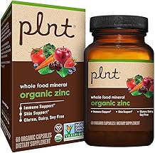 Organic Zinc, Whole Food Mineral Formula for Immune & Skin Support 60 Organic Capsules
