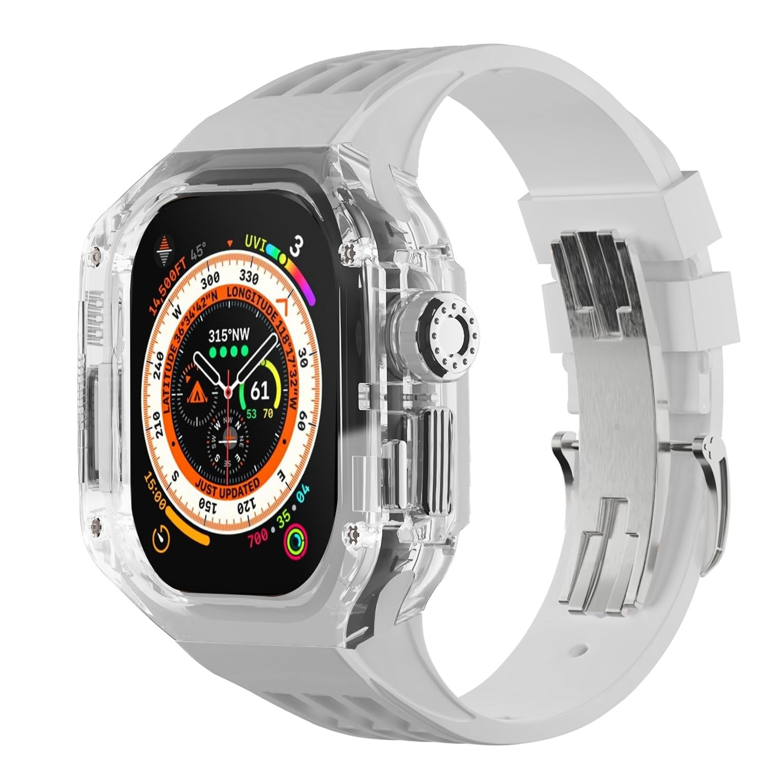 Kit modification Apple Watch Ultra 49mm coque transparente agate caoutchouc - 6