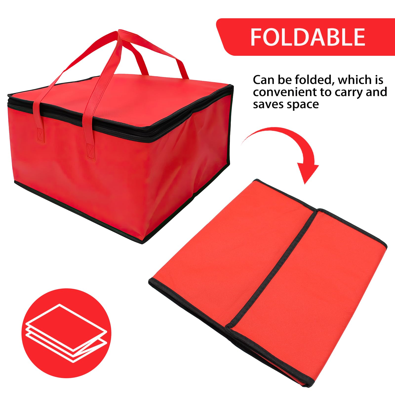 Borsa Termica Per Pizza 50x50x20,5 Cm - Impermeabile, Grande Capacità Per Consegne - Foto 2