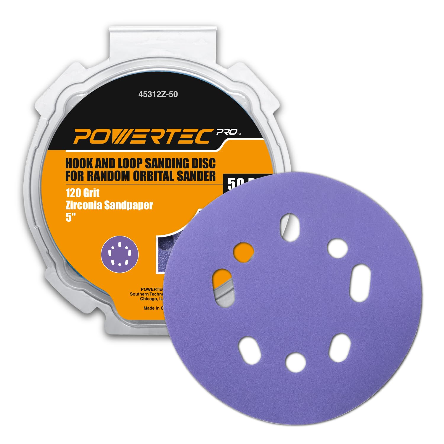 Disques abrasifs pour ponceuse orbitale POWERTEC grain 120 en oxyde de zirconium
