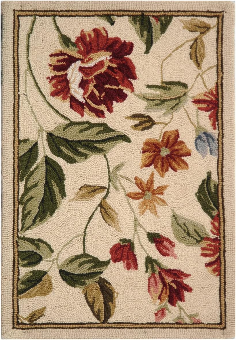 SAFAVIEH Chelsea Collection Accent Rug - 1'8" x 2'6", Ivory & Beige, Hand-Hooked French Country Wool, Ideal for High Traffic Areas in Entryway, Living Room, Bedroom (HK117A)