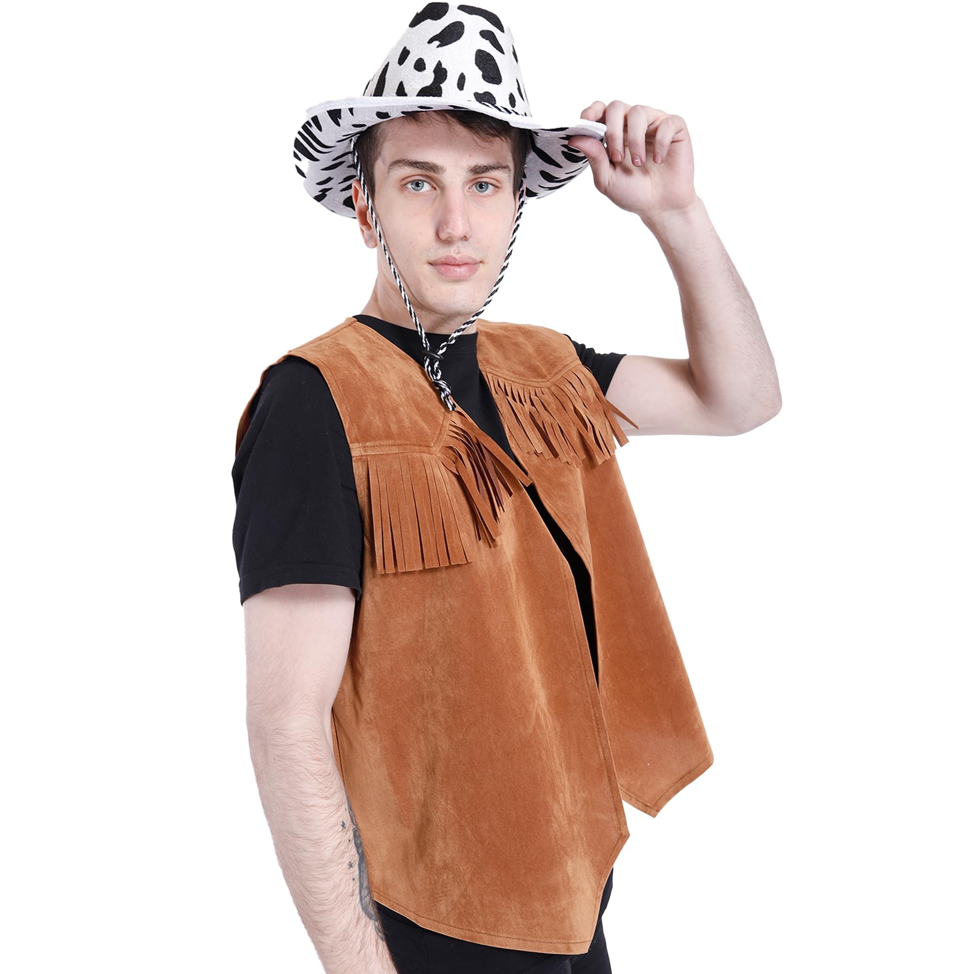 Wildarms Gilet da cowboy occidentale da uomo, perfetto per Halloween, carnevale e feste a tema