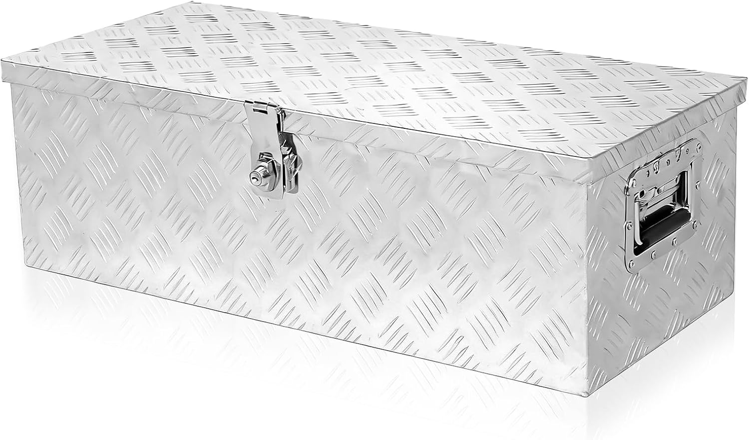 AutoForever 30" L x 14" W x 10" H Aluminum Truck Bed Tool Box, Pick Up RV Trailer Toolbox Storage Lockable Organizer with Side Handle and Lock Keys, Silver