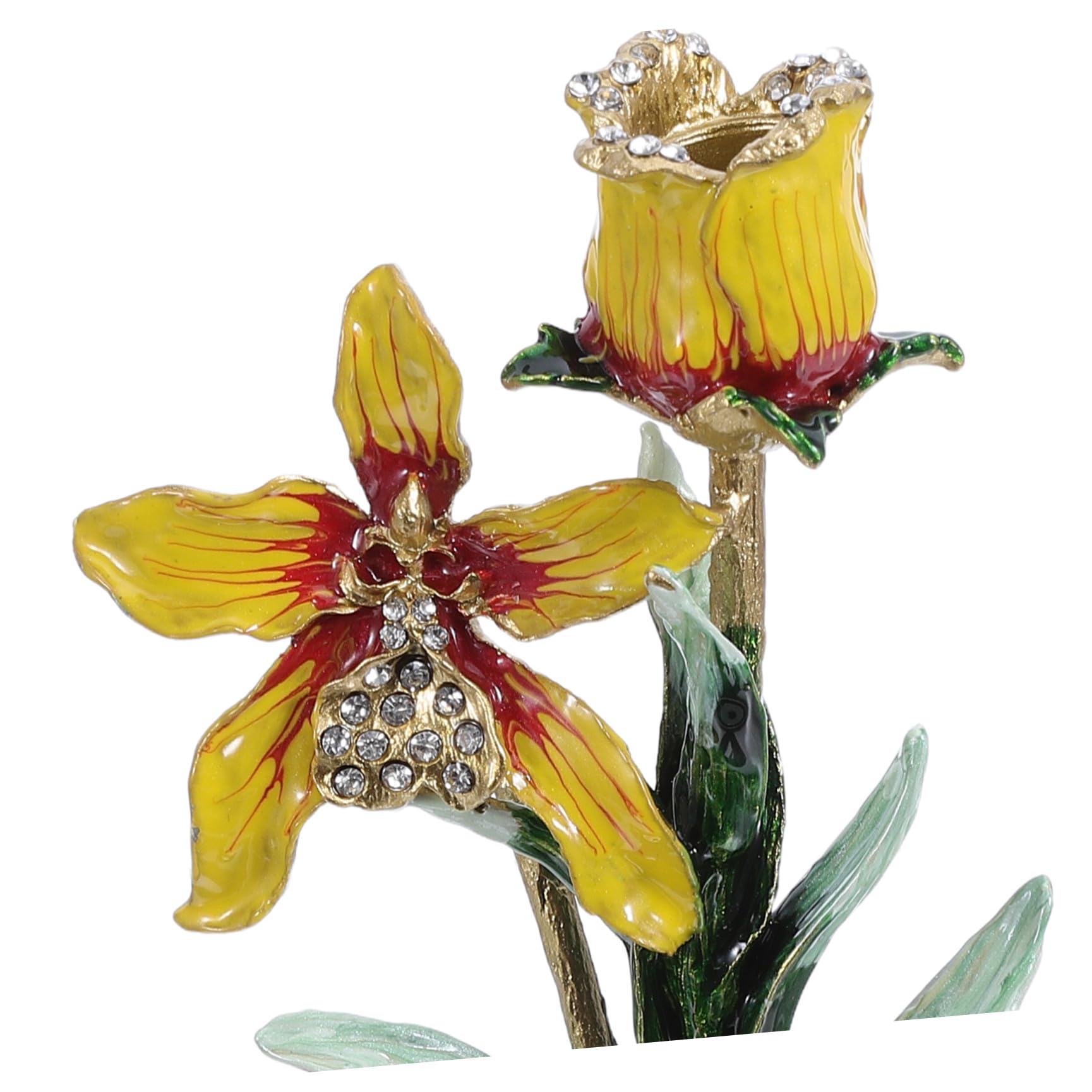 Mikikit Soporte para Vela de Aleación Acabado Esmaltado Europeo en Forma de Orquídea, Resistente al Desgaste y Mantenimiento Fácil para Decoración Navideña y Mesa Central