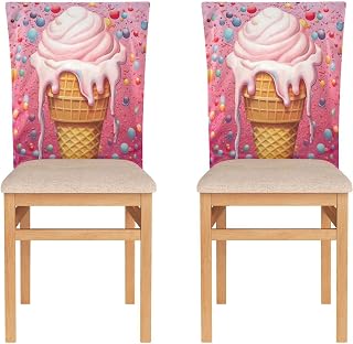 Blueangle Cute Ice Cream Chair Covers - 2 Pcs Dining Room Chair Back Covers, Decor Chair Slipcovers Removable Chair Protectors Covers for Kitchen/Party (503)