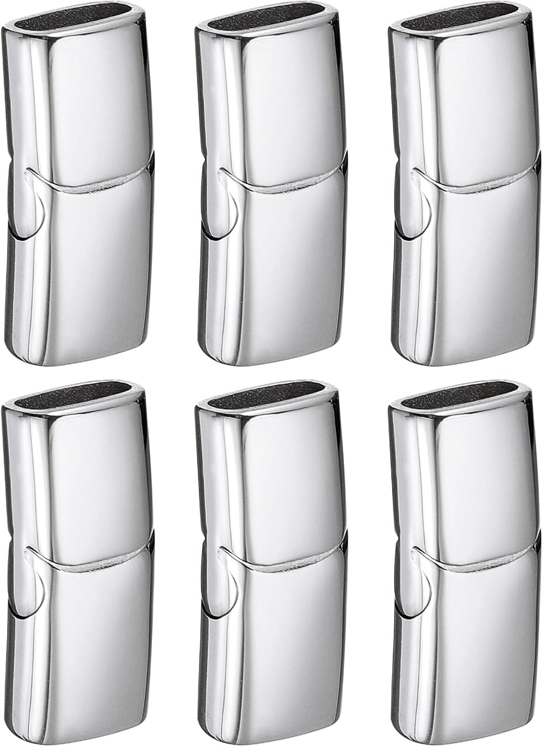 uxcell 6Pcs 8mmx4mm Flat Leather Clasps, Jewelry Bracelet Clasps Flat Closure End Caps for Jewelry Bracelet Craft Making Supplies DIY, Silver 8mmx4mm Silver