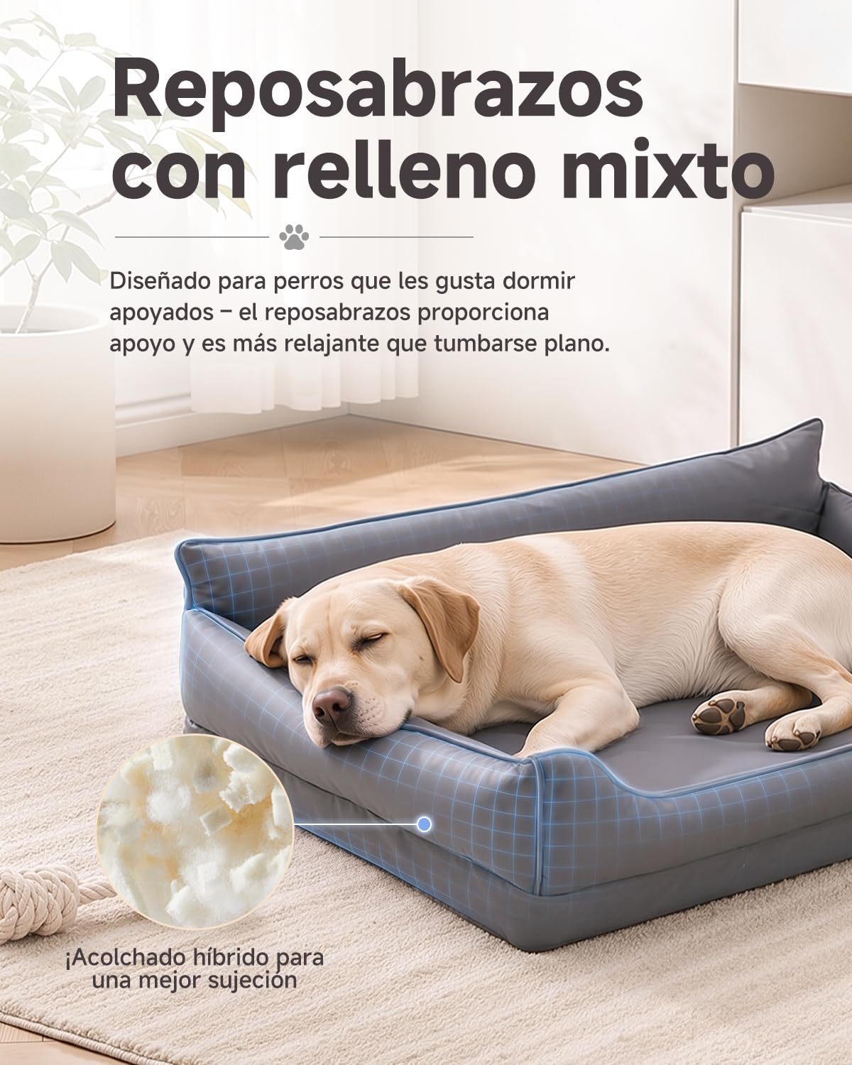 Ortopédica Cama Perro Medianos, Sofá Perro de Cuero Sintético Impermeable | 91x68 cm,4 bordes elevados,Cama para Perros Desenfundable y Lavable, Colchon Perro Antideslizante, Gris