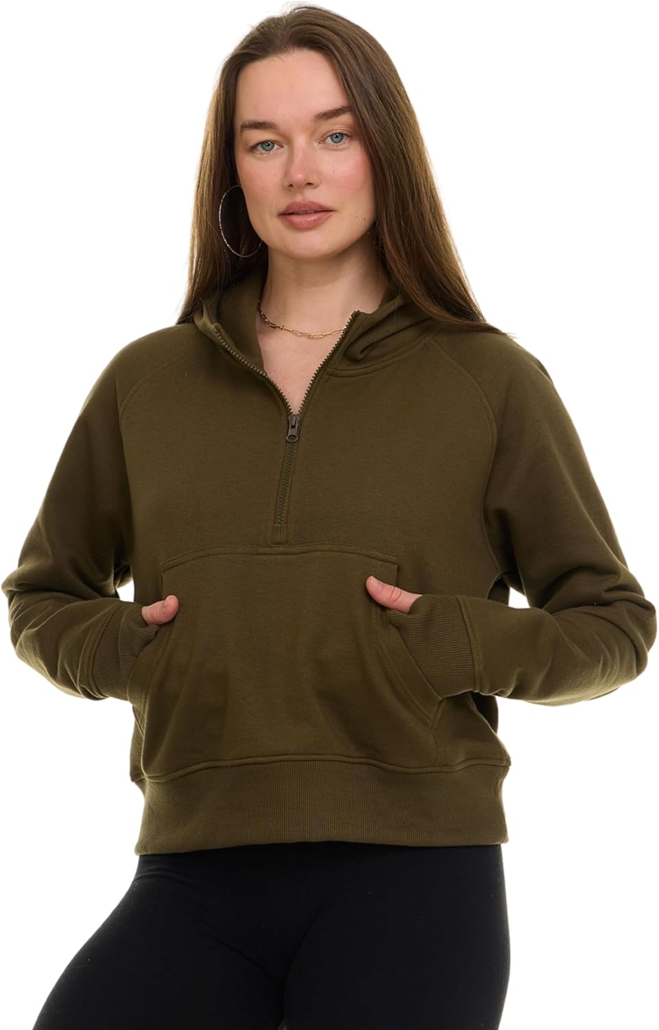Womens Half Zip Hoodie - Fleece Cropped Sweatshirt for Women, Quarter Zip Up Pullover