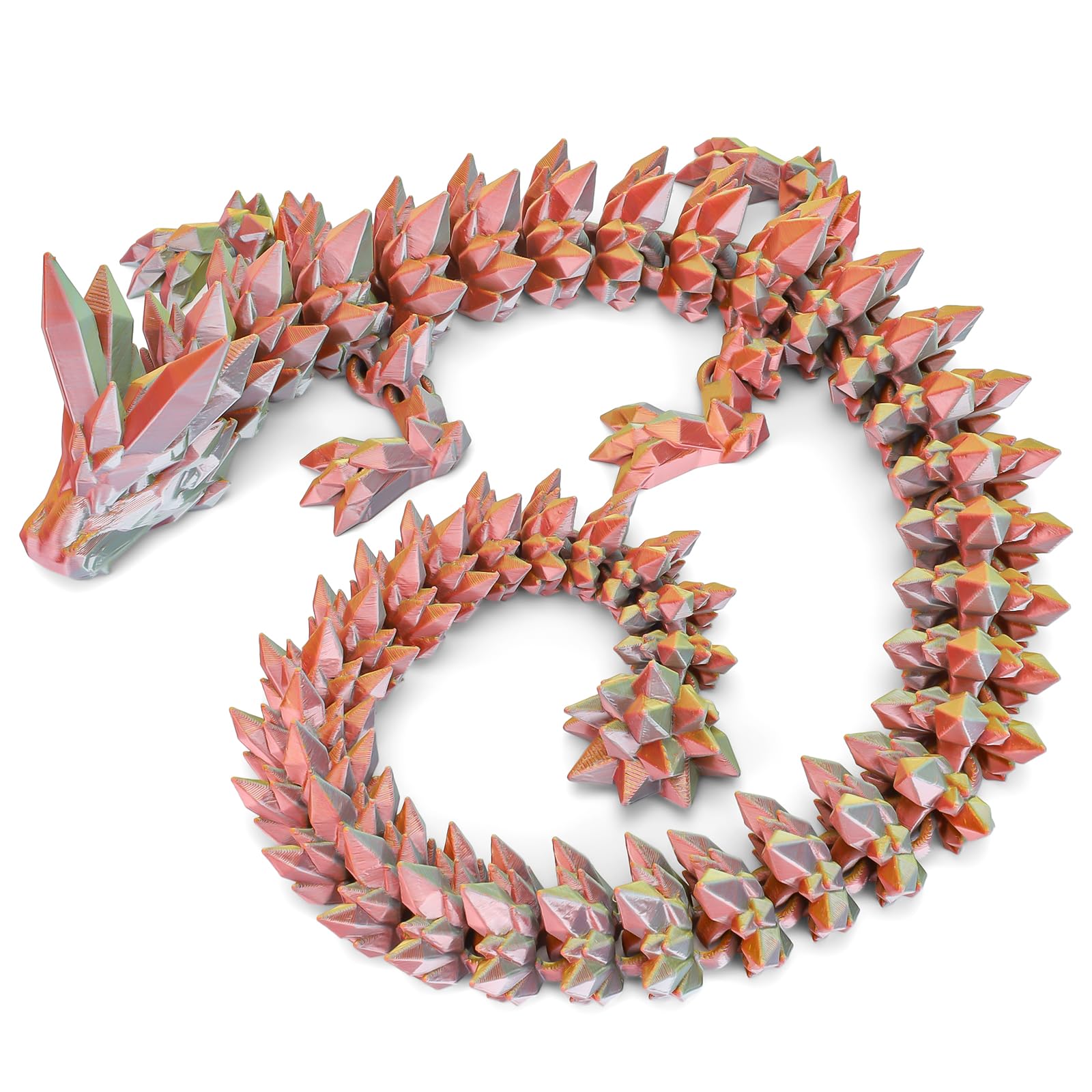VUTIKPIX 30" Large 3D Printed Dragon Toys, 3D Printed Animals, | Huge Articulated Crystal Dragons with Wings Adults Desk Fidget Toys, Home Office Decor (Dazzling Crystal Dragon)