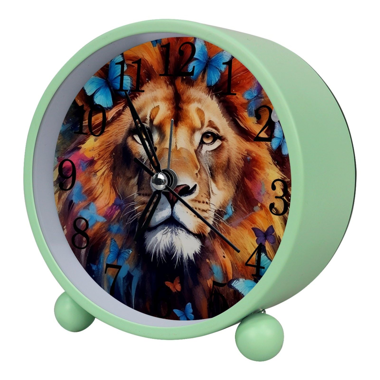 etoenbrc Watercolor Butterfly Silent Analog Alarm Clock Small Battery Operated Clock Slient Plastic Table Clock for Living Room Bedroom Color26