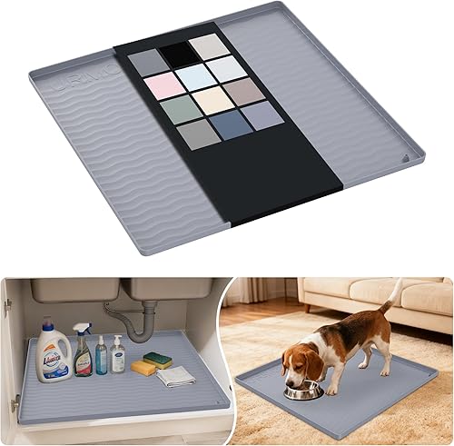 Miniatura 82 de URMONA Tapete de silicona impermeable para debajo del fregadero de 40 x 22 pulgadas, forro para estante de cocina y baño, protector de gabinete y