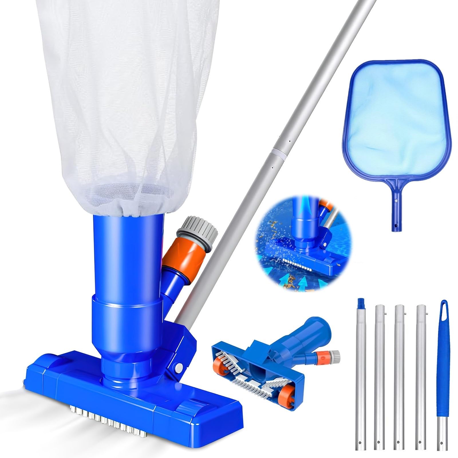 Kit Limpiador de Piscinas Manual, Aspiradora de Fondo de Piscina Portátil, Piscina Limpieza, Limpiador de Piscinas Limpiadores para Piscinas, Fuentes, Bañeras