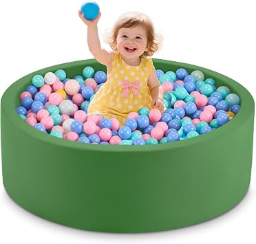 Baby Ball Pit, Round Soft Foam Ball Pit for Toddlers, Indoor Outdoor Small Kids Ball Pool, 90x30cm, Balls Not Included, Green