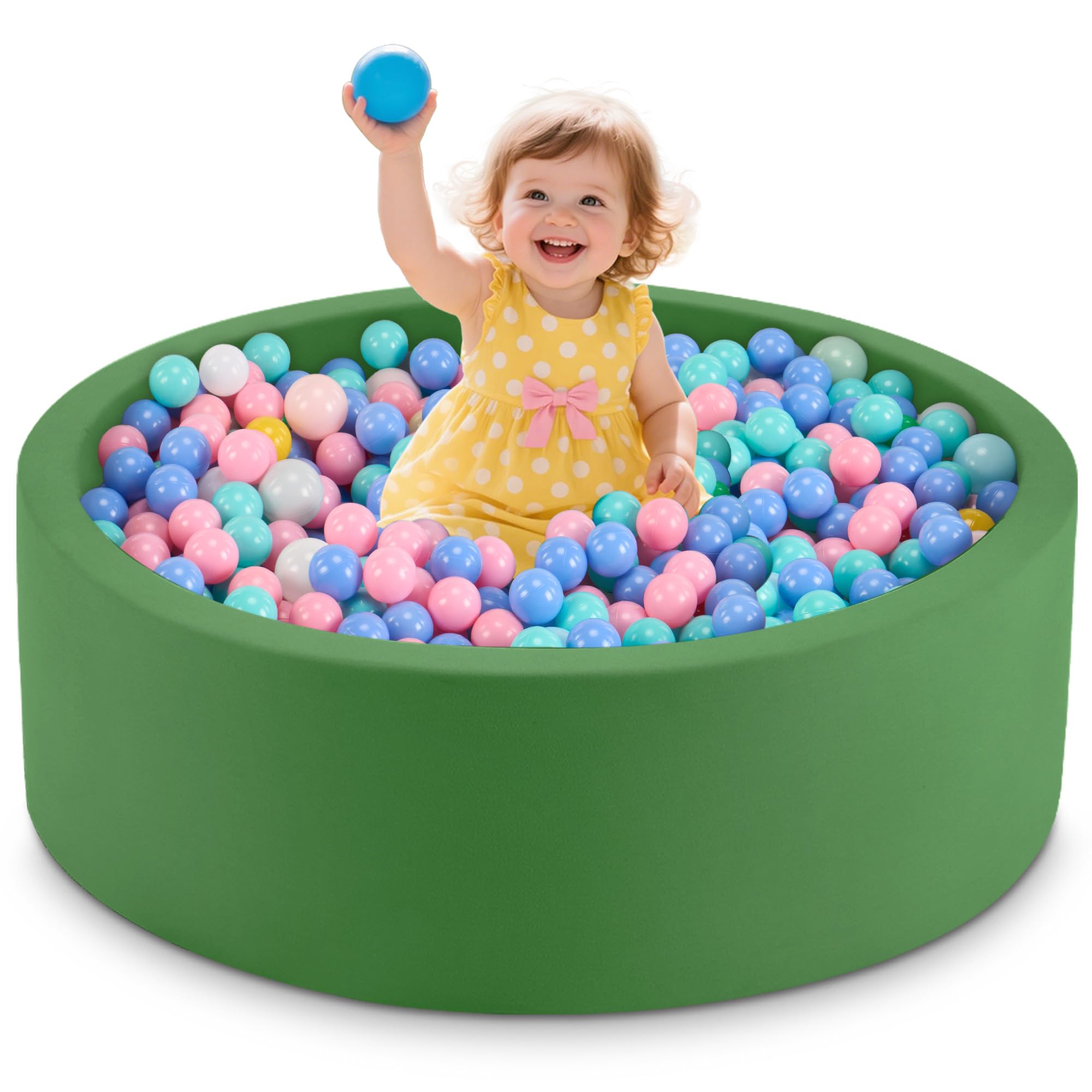 Aunekiv Bällebad für Baby ab 1 Jahr, Rundes Weiches Bällebad ohne Bälle, Schaumstoff Bällebad Kinder, Bällepool Ballgruben Spielzeug für Kleinkinder
