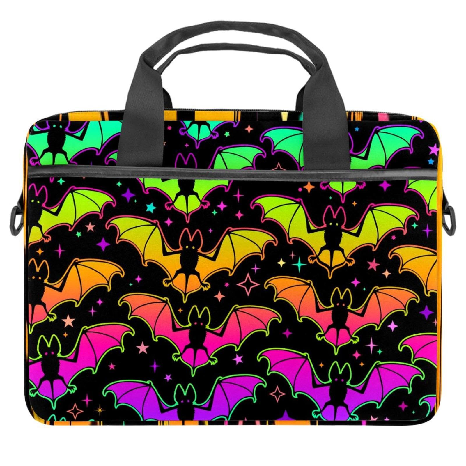 Funda bandolera de portátil contra arañazos con estampado de murciélagos multicolor 8