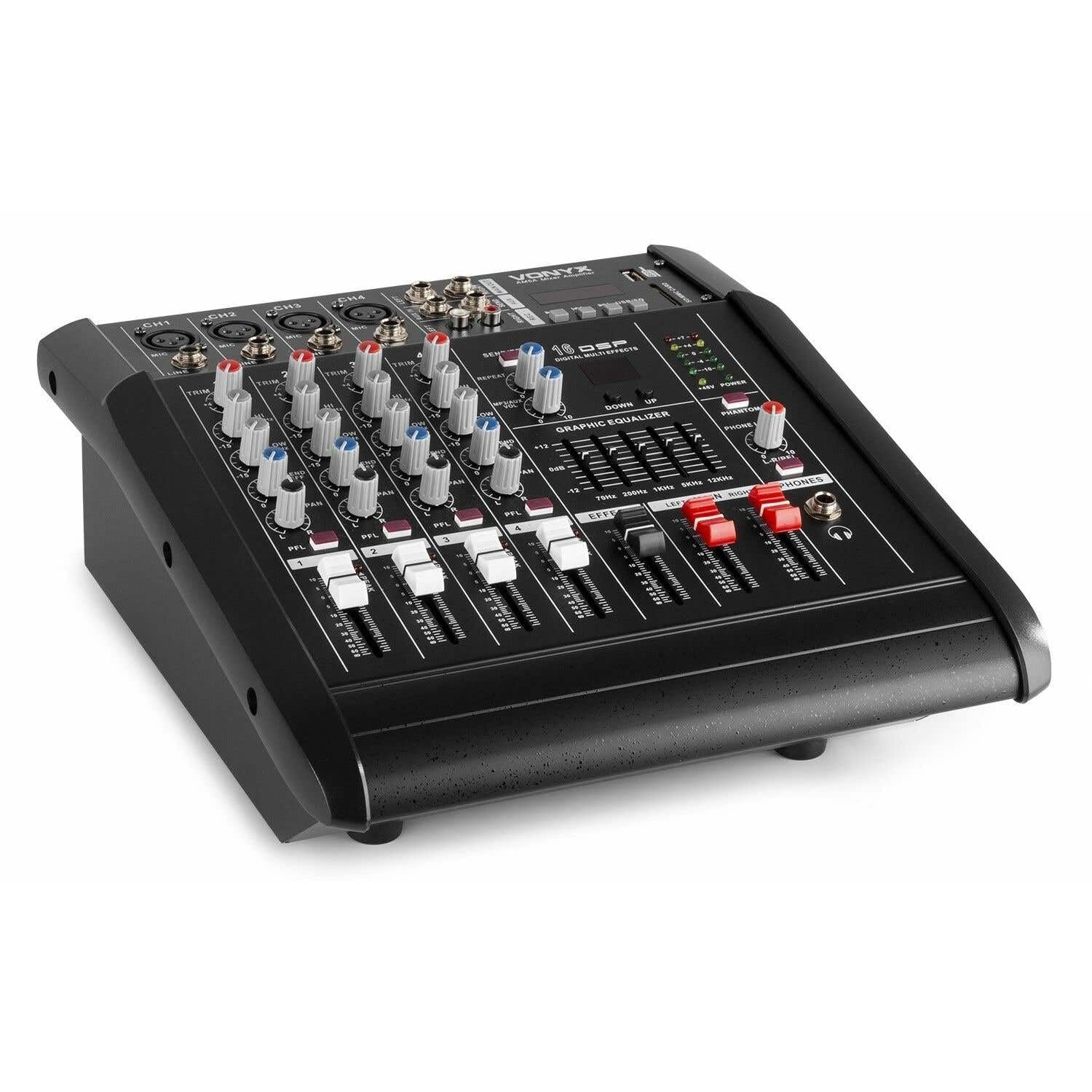 Vonyx AM5A 5-Kanal Musikmixer mit eingebautem 1000 Watt Verstärker