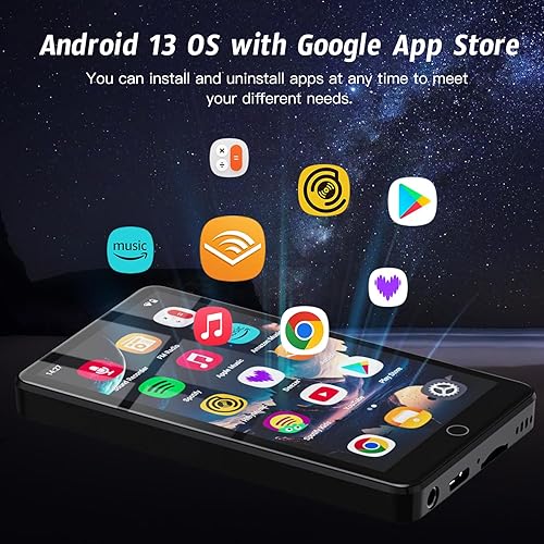 Miniatura 3 de 96GB Android 13 reproductor MP3 con Bluetooth y WiFi, 4.02 "IPS HD pantalla táctil reproductor MP4