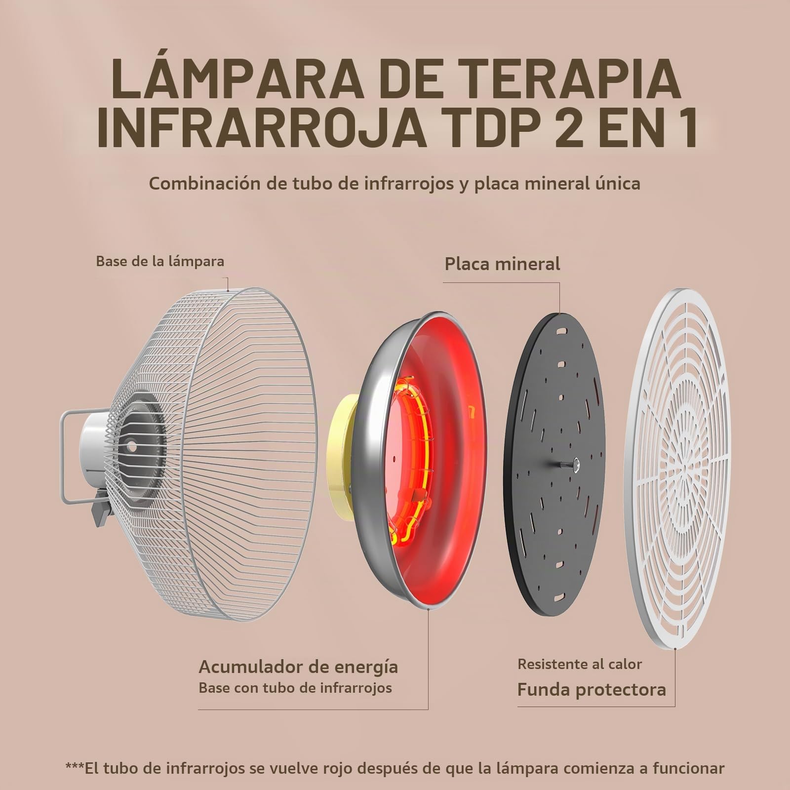 YUNCHI 275W TDP y lámpara de terapia de infrarrojos, temporizador y mando a distancia, lámpara de terapia de luz roja para aliviar el dolor muscular de espalda, cuello y hombros