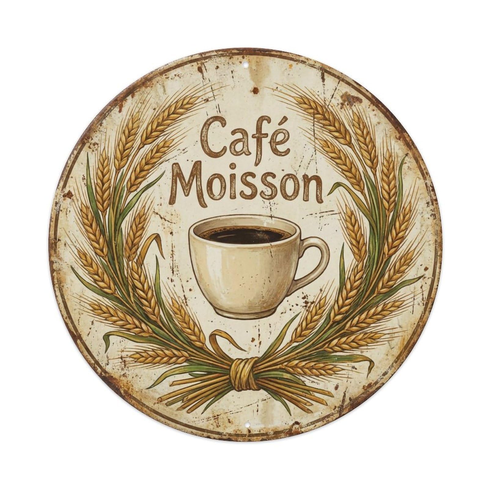 Wheat Harvest Kitchen Cafe Metal Tin Sign Plaque Wall Decor for Cafe, Club, Garden Round Metal Poster 8x8Inch