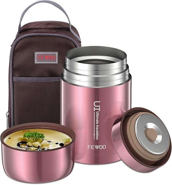 Soup Flask, 800ml Vacuum Insulated Food Jar for Hot Cold Food, Leak Proof Soup Containers for Kids and Adults (Rose Golden)