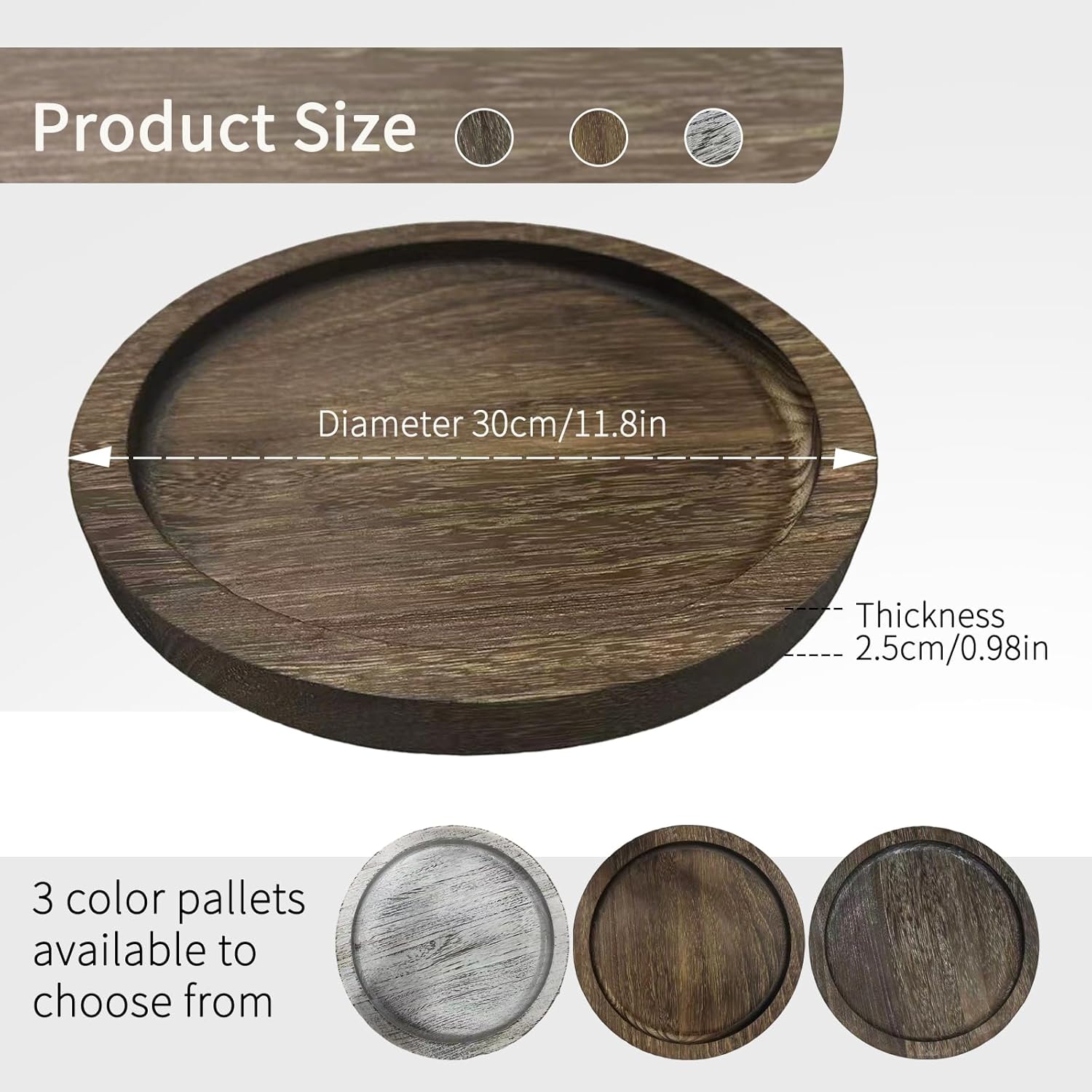 Candle Plate Holder Tray: Round Wooden Decorative Candle Plate Small Farmhouse Table Centerpiece Rustic White Wood Tealight Pillar Trays for Home Decor (Distressed) - Image 3